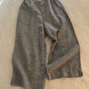 Elastic Waist Wide Leg Linen Pants M